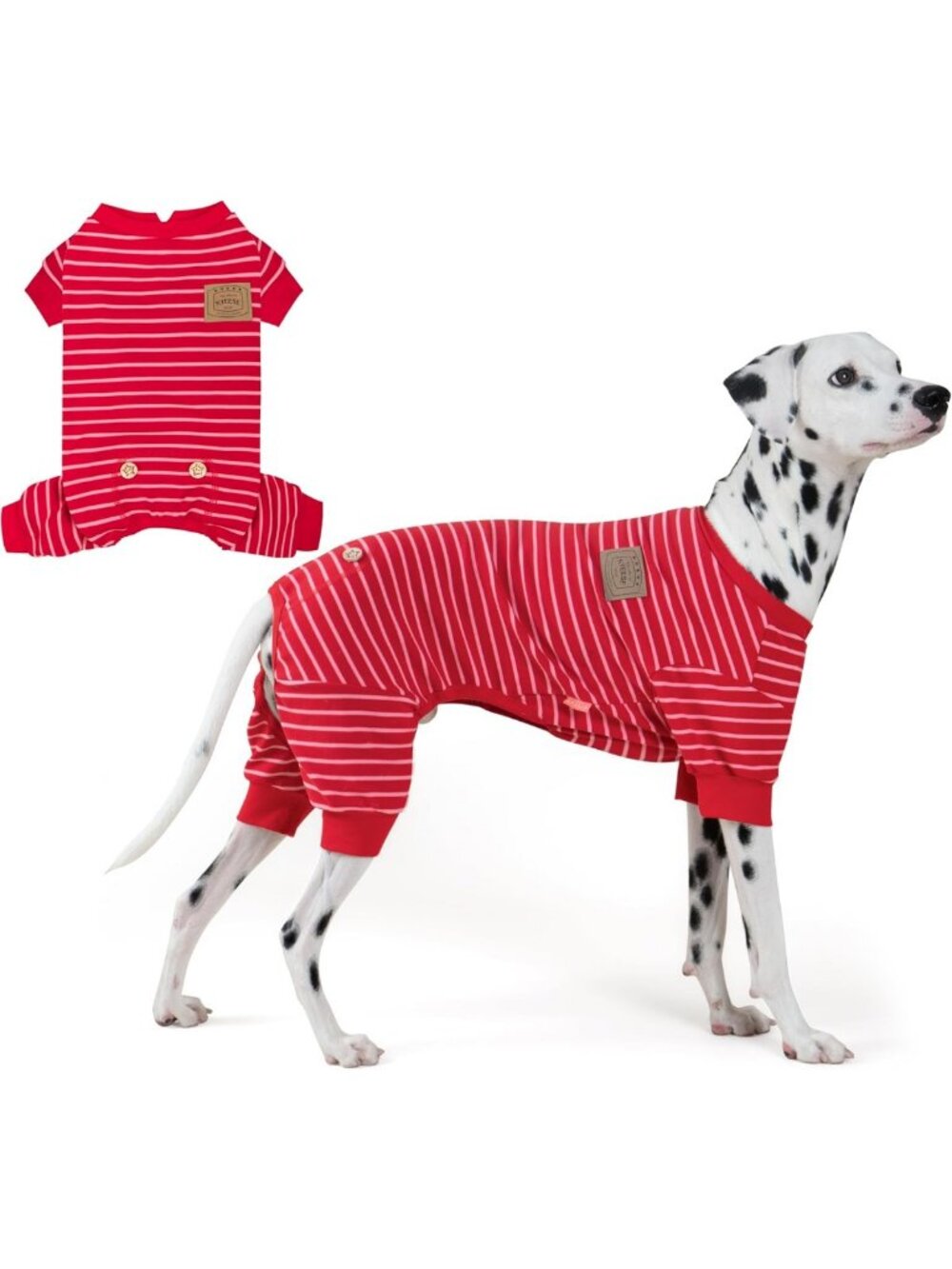 Cozy Striped Thermal Fleece Dog Pajamas for Large Dogs - Comfy Daily Wear